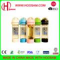 Creative plastic sports water bottle with mobile phone holder custom made clear portable listening music plastic water bottle